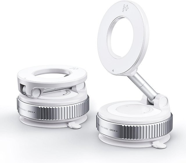 Eye4U Magnetischer Autohandyhalter mit Saugnapfhalterung und 360 Grad Drehung, faltbar, Weiß - Bild 1