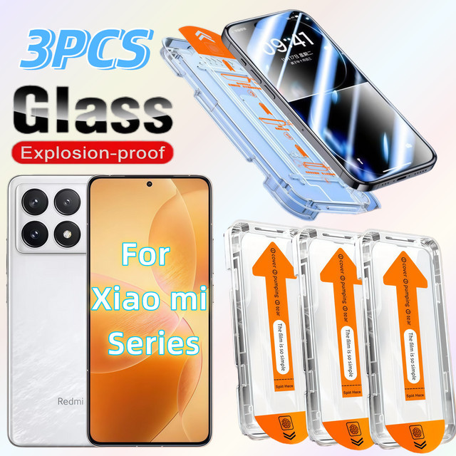 3er-Set Xiaomi HD-Displayschutzfolien aus gehärtetem Glas, transparent, für Redmi K20 Pro, K30i, K40 Pro, K40S, K50 Pro, K60E, K70E und K80 Ultra - Bild 1