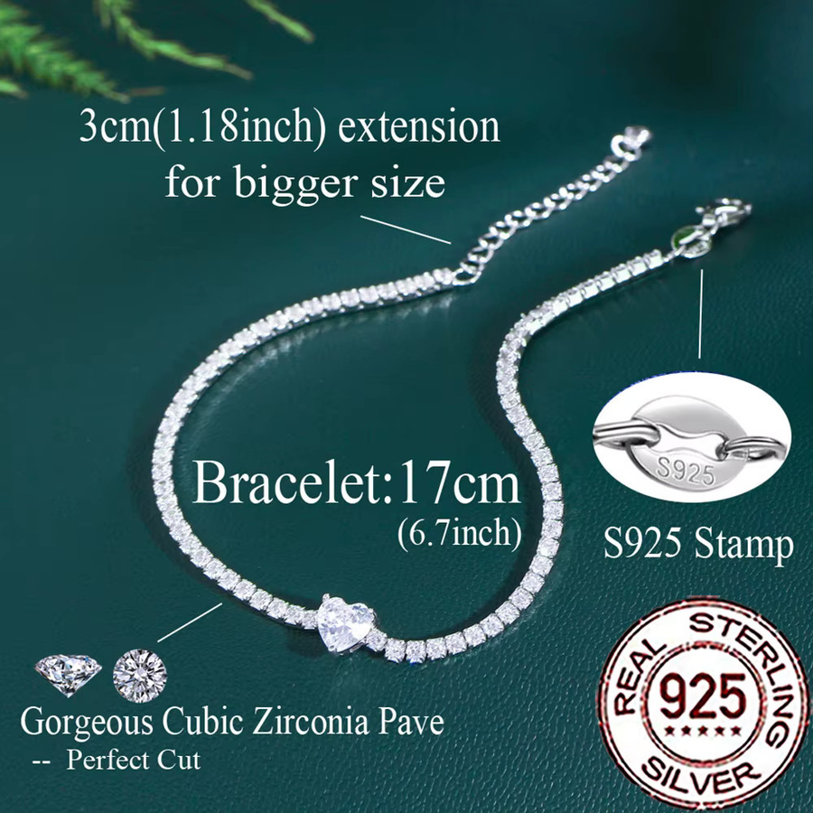 CWWZircons Tennis-Armband, 925 Silber, Zirkonia, Damen - Bild 3