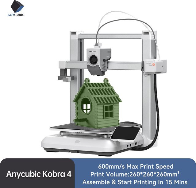 Anycubic Kobra 4 FDM 3D-Drucker mit 600mm/s Schnelldruck, Mehrfarben-Druck bis zu 8 Farben und automatischer Nivellierung in Weiß - Bild 1