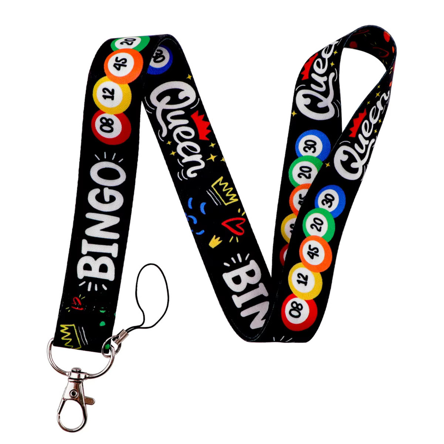 Buntes Cartoon-Tier Schlüsselband mit Enten-Motiv und Bingo-Print als Ausweishalter und Handy-Hängeseil für Damen und Herren - Bild 2
