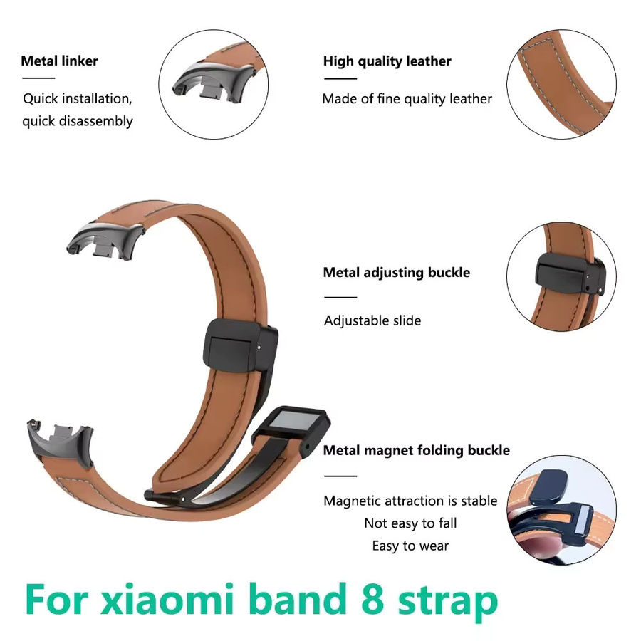 Xiaomi Armband für Mi Band 9 10 8, Silikon, Leder, braun, Damen, Vintage - Bild 3