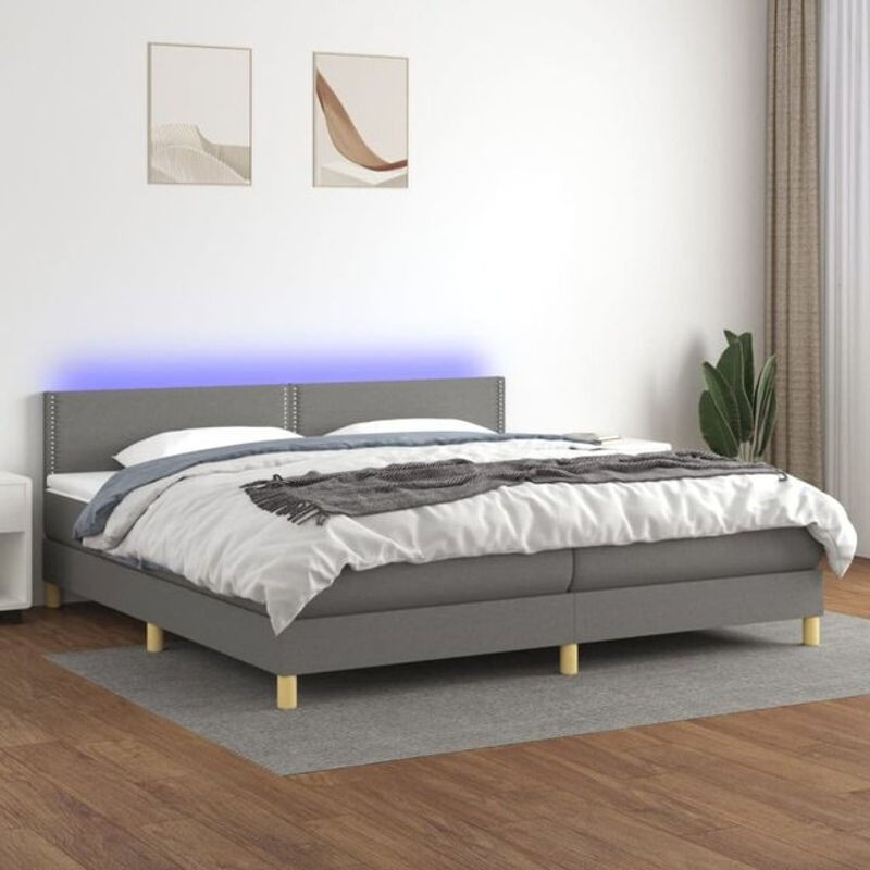 vidaxl Boxspringbett mit Matratze aus Stoff in Dunkelgrau B/T: 200 x 200 cm - Bild 1