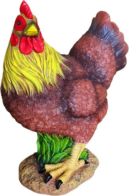 Relaxdays Gartenfigur Huhn aus Polyresin in Weiß, UV-beständig, ländlicher Stil, Höhe: 32,5 cm, Breite: 26 cm, Tiefe: 13,5 cm - Bild 1
