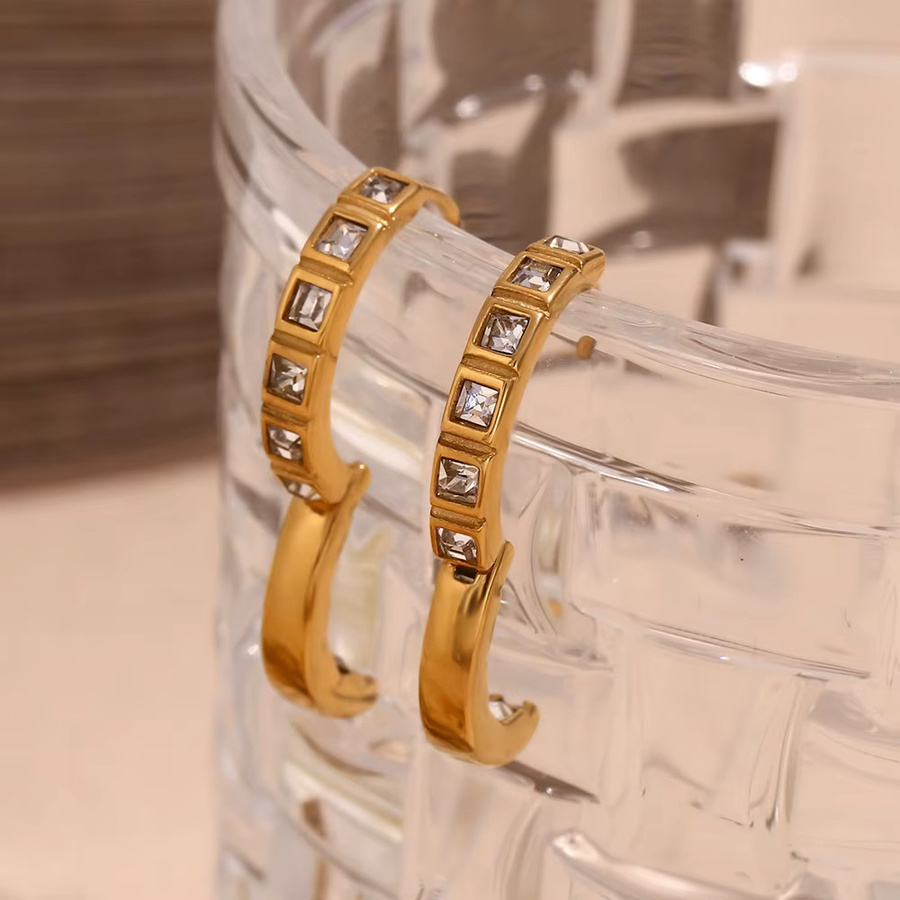 E.B.belle Creolen Edelstahl, Zirkonia, Gold, 17 mm, Unisex - Bild 3