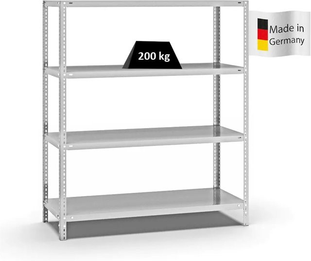 PROREGAL Fachbodenregal Medium-Duty Schraubsystem, 4 Ebenen, Lichtgrau, H x B x T: 150 x 130 x 50 cm - Bild 1