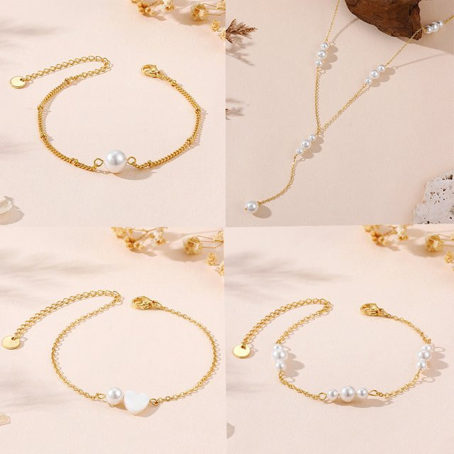 Erpels Perlenarmband, Edelstahl, vergoldet, Damen - Bild 1
