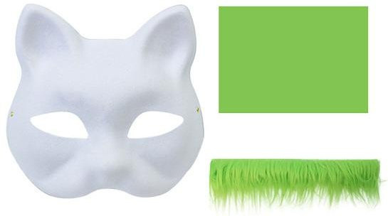 Aunel Katzenmasken-Set aus Papier und Kunstfell, weiß - Bild 1