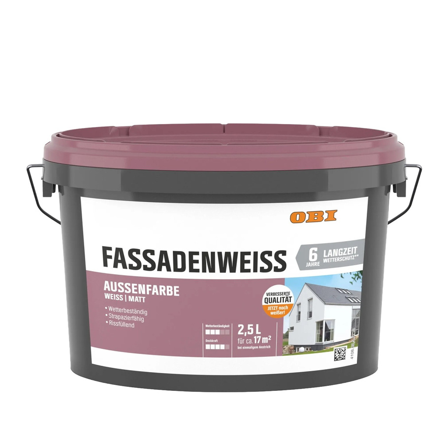 OBI Fassadenweiss Außenfarbe Weiß Matt 2,5 l - Bild 2