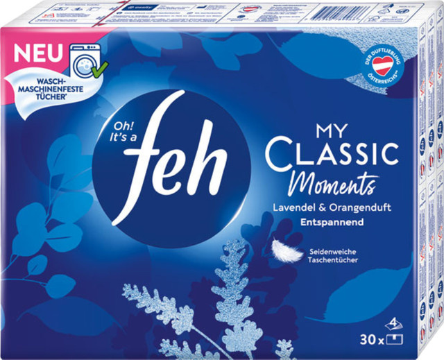 FEH Classic Taschentücher mit Lavendel-Orange-Duft, 4-lagig, 270 Stück (30 x 9 Stück) - Bild 1