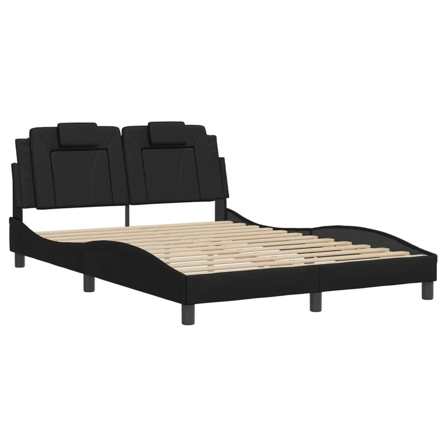 vidaXL Bettgestell Viana mit LED-Unterbettbeleuchtung und USB-Ladeport in Schwarz, B/T/H: 140 x 200 x 145 cm - Bild 2