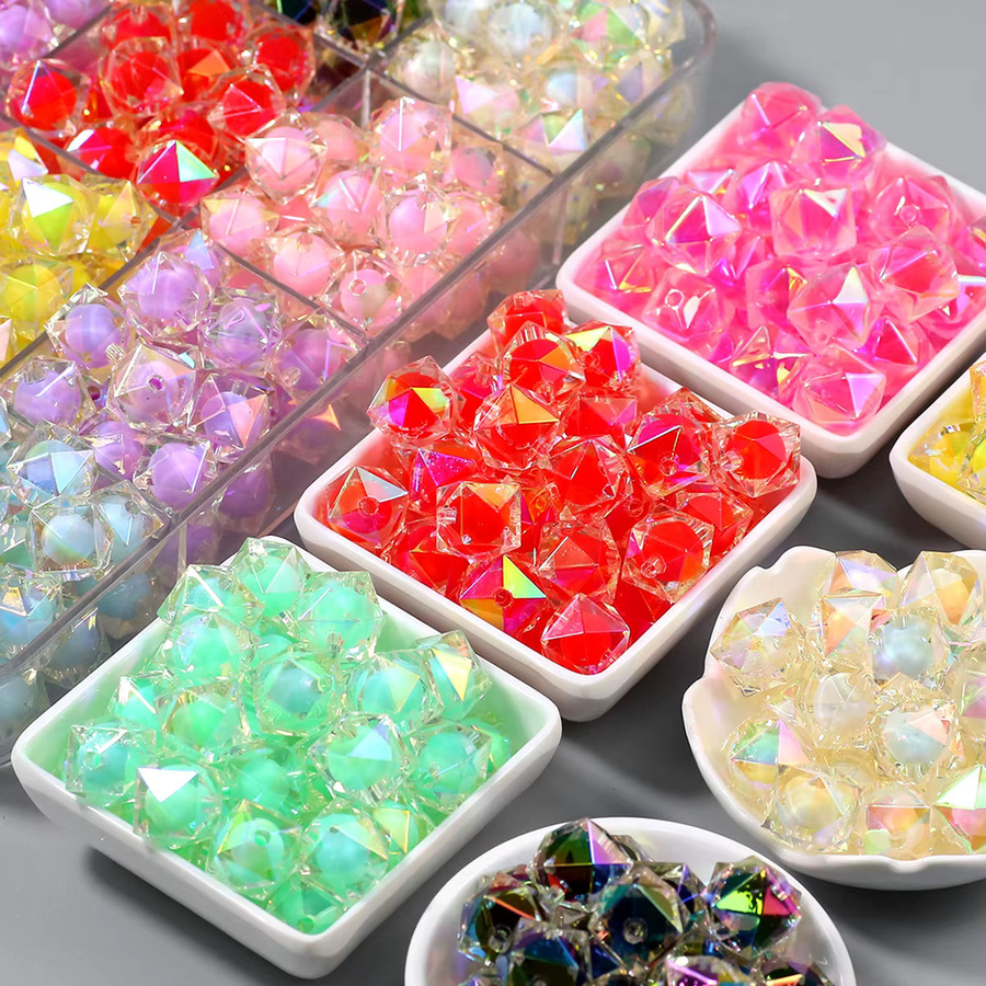 JHNBY Perlen Spacer, Acryl, Facettierte Kristall Perle-in-Perle, 16 mm - Bild 2