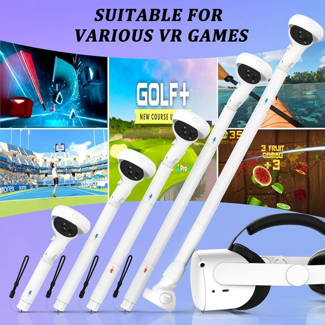 Meta Zubehör für Oculus Quest 2 Controller, VR Verlängerungsgriffe für Gorilla Tag und Beat Saber, Farbe: Weiß - Bild 1