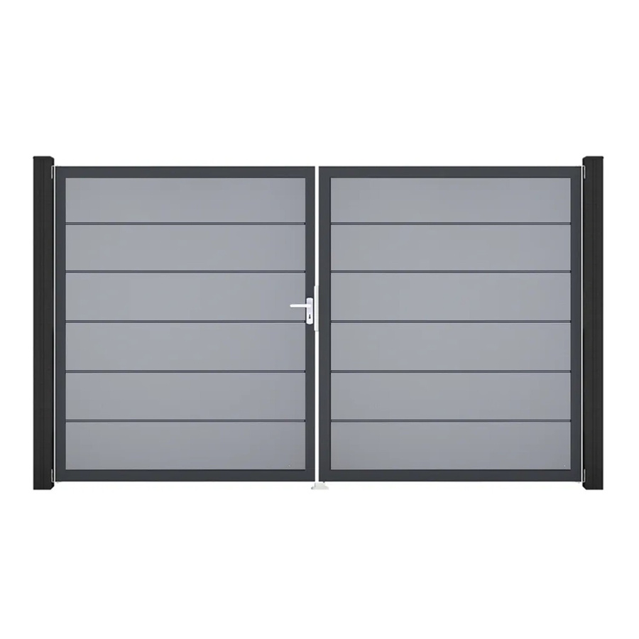 GroJa Tor Basicline Premium 2-flügelig Silbergrau B: 306 cm, H: 180 cm DIN Links mit Sichtschutz - Bild 2