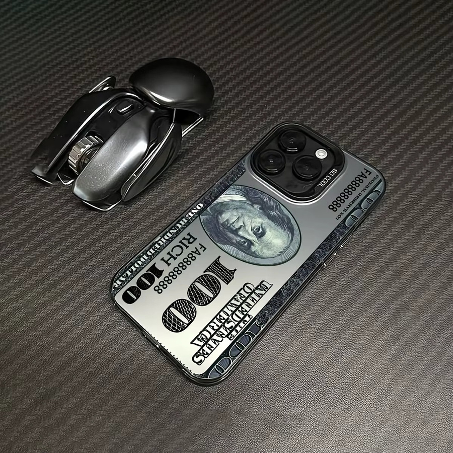 Galvanisierte TPU-Handyhülle mit US-Dollar-Rechnungsmuster für iPhone 11 bis iPhone 17 Pro Max, Schwarz/Mehrfarbig - Bild 3