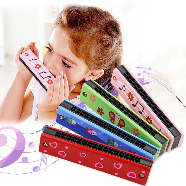 JOKEJOLLY Holz Mundharmonika Musikinstrument Spielzeug Bunt / Mehrfarbig - Bild 1