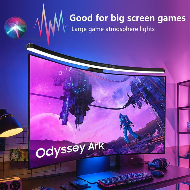VENUSWING RGB Monitor Lichtleiste mit Musik-Rhythmus-Funktion und Dimmfunktion in Schwarz - Bild 1