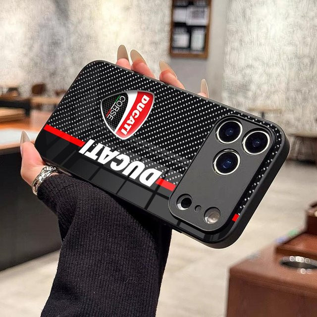 Potdemiel Handyhülle im Ducati Motorrad-Rennsport Design für iPhone, Farbe: Schwarz, inklusive Glasabdeckung - Bild 1