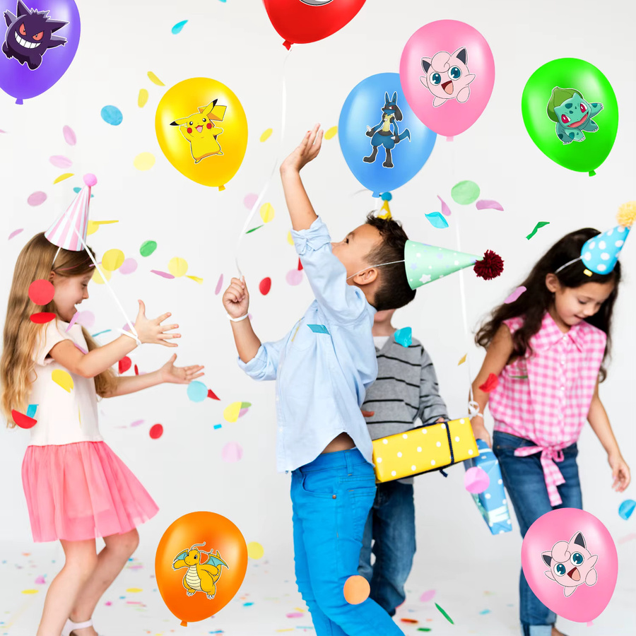 Potdemiel Pokemon Partyballons Set, 28 Stück bunte runde Dekoballons für Kindergeburtstage in 7 verschiedenen Mustern - Bild 3