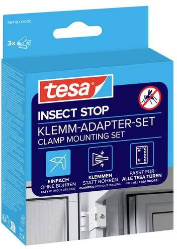 tesa Insect Stop Klemm-Adapter-Set für Türen und Fenster, 3-teilig, weiß - Bild 1
