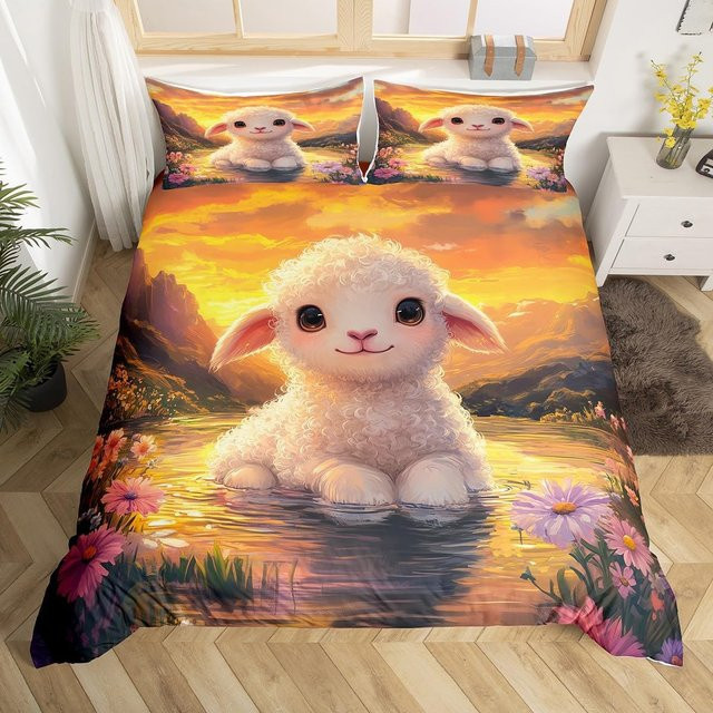 JMG Household Supplies Bettwäscheset mit Bauernhoftier-Motiv, 3-teiliges Microfaser-Bettwäscheset für Kinder und Teenager, Mehrfarbig, B/H: 135 x 200 cm - Bild 1