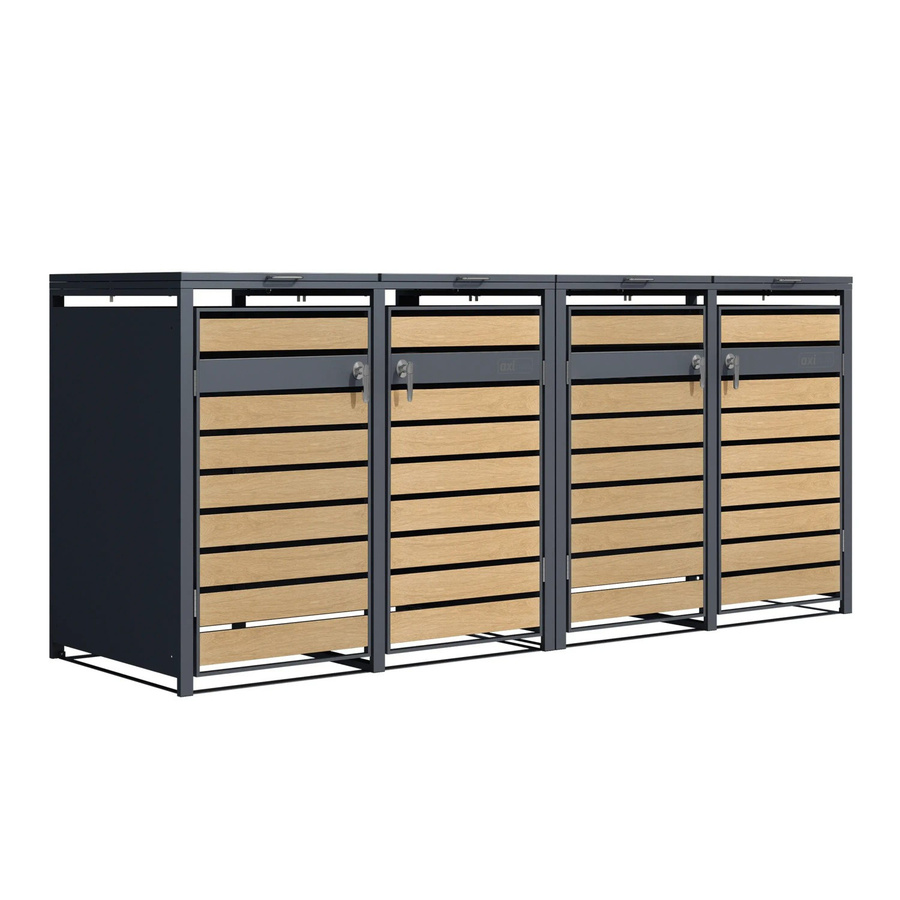 Axi Mülltonnenbox Lucas aus verzinktem Stahl für 4 x 240 Liter in Anthrazit/Holzoptik - Bild 2