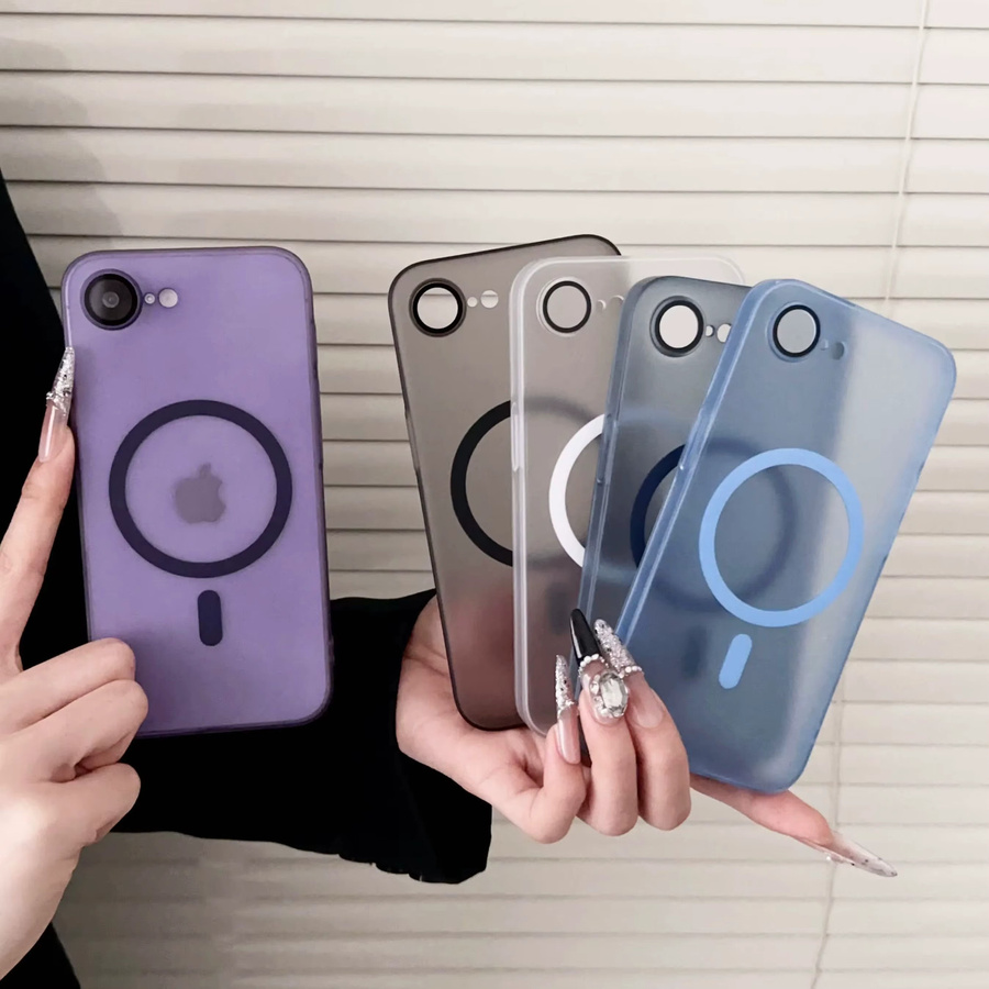 Matte und ultradünne MagSafe Schutzhülle in Blau für iPhone 16, 16E, 15, 14, 13, 12, 11 Pro Max Plus mit magnetischer Stoßfestigkeit und Hartglas-Linsenschutz - Bild 1