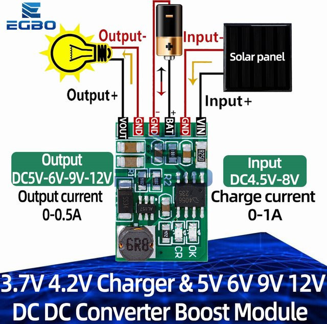 EGBO DC-DC Boost Converter Ladegerät und Entlader Board für Solar und Mobile Power, Farbe: Grün - Bild 1