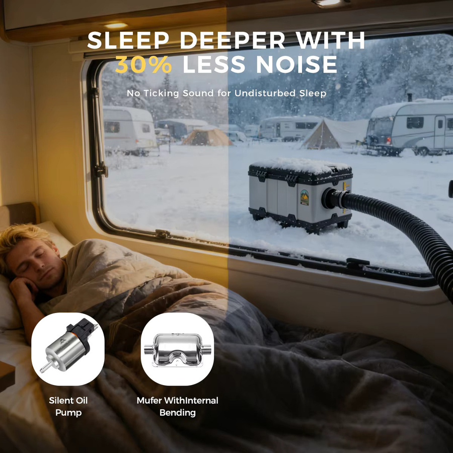 Sunster TB10PRO 8KW Dieselheizer mit WLAN und Bluetooth App-Steuerung, 12V/24V/220V Nacht-Heizgerät mit adaptivem Höhenmodus und CO-Monitor für Camping und Zelt - Bild 4
