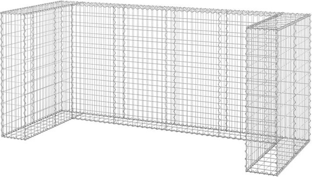 DELUKE Gabionen Mülltonnenbox ESOL für 3 Tonnen, Mülltonnenverkleidung aus verzinktem Stahl, Farbe: Silber, B/T/H: 110 x 254 x 100 cm - Bild 1