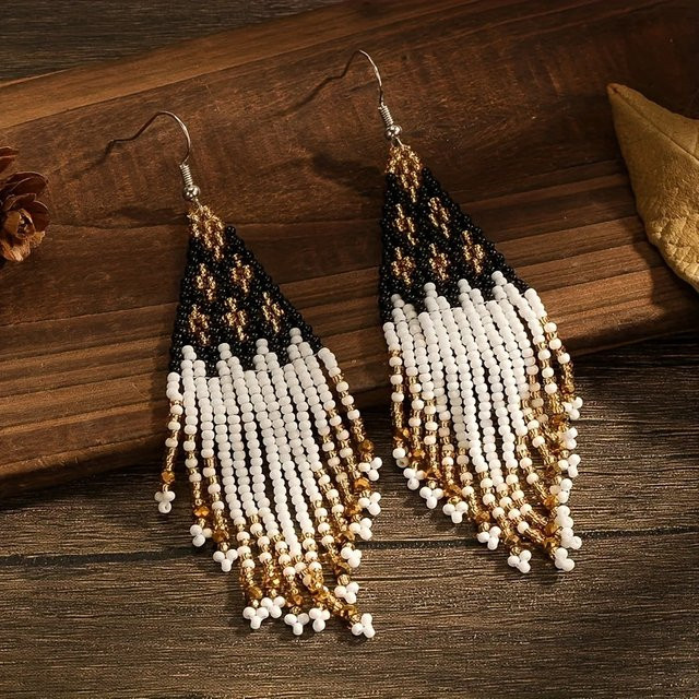 Ohrringe mit Diamantperlen und Quasten, Retro-Design - Bild 1