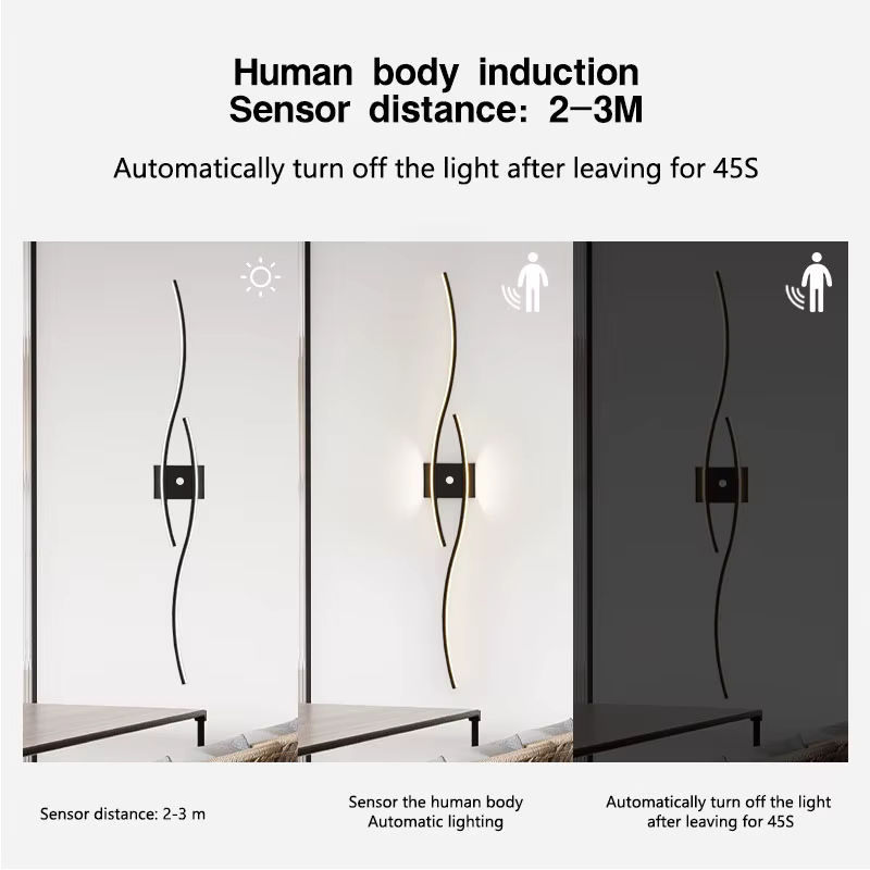 HAULVANG LED Wandleuchte mit Bewegungsmelder im skandinavischen Design, Up-Down Wandlampe für Küche und Flur, Schwarz - Bild 3