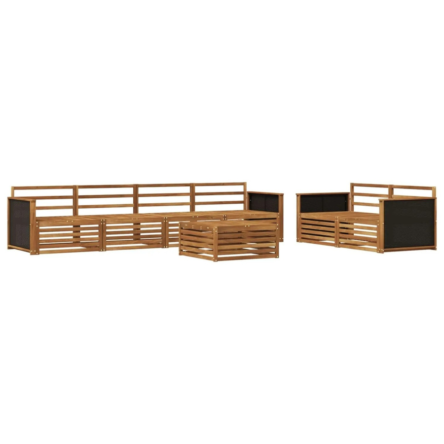 vidaXL Outdoor-Sofagarnitur aus Massivholz Akazie in Natur Braun, 7-teiliges Set im modernen Latten-Design - Bild 2