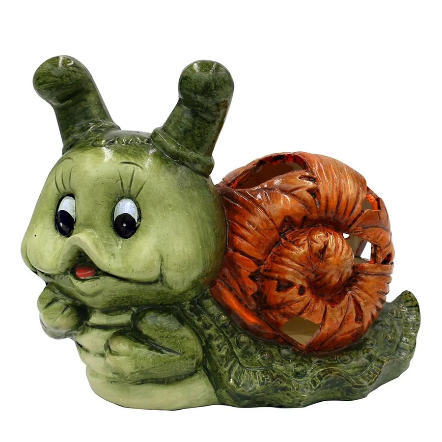 Dekohelden24 XXL Keramik Schnecke mit Windlicht als Gartendeko, Maße L/B/H: 25 x 12 x 19 cm - Bild 2