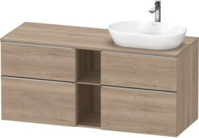 Duravit Waschtischunterschrank D-Neo in Braun mit Türen, Schubladen und offenem Fach, Wandmontage, Breite: 140 cm, Tiefe: 55 cm, Höhe: 66,4 cm - Bild 1