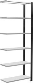 Schulte Anbauregal Büro-Steckregal MULTIplus85 mit 6 Fachböden und Kreuzstrebe, Farbe schwarz/lichtgrau, B/T/H: 200 x 75 x 30 cm - Bild 1