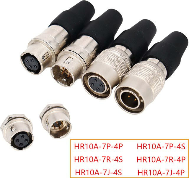 Hirose HR10A 4-Pin-Steckverbinder Set aus Stecker und Buchse in Silber - Bild 1