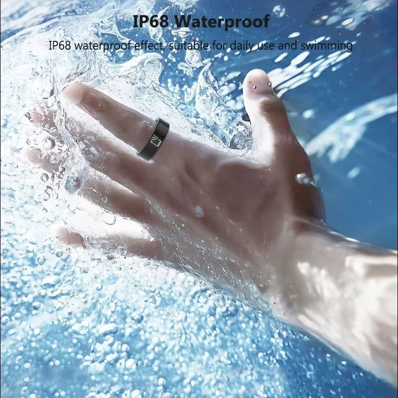 Luxuglow Smart Ring Schwarz mit Ladehülle für Herzfrequenz, Blutsauerstoff und Schlafmonitoring, NFC-fähig und 5ATM wasserdicht, Unisex - Bild 4