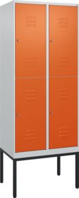 C+P Doppelstock-Spind Classic PLUS mit 2 Abteilen, Gestell, Zylinderschloss, Farbe Reinorange, H x B x T: 212 x 80 x 50 cm - Bild 1