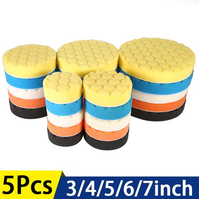Toorise 5er Set Auto Polierpads mit Selbstkleber aus Schwamm und Wolle in Multicolour für Bohrer und Poliergeräte - Bild 1