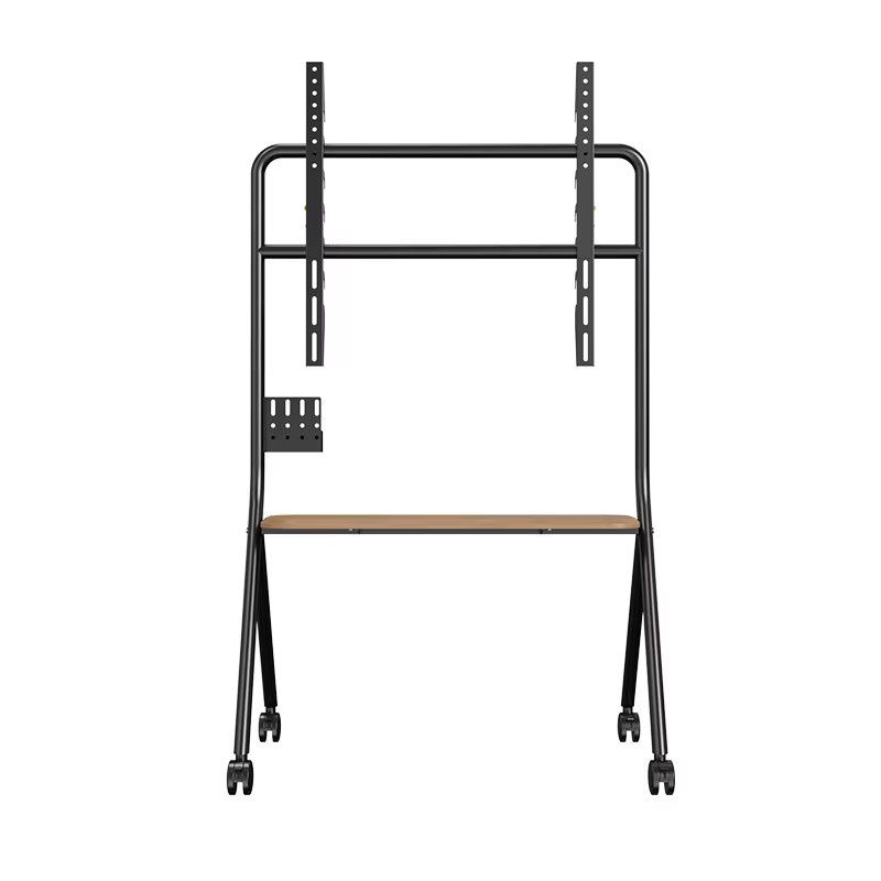 BEISHI Mobiler TV-Ständer mit Rollen und Holzablage für Fernseher von 32 bis 90 Zoll, Schwarz Matt - Bild 3