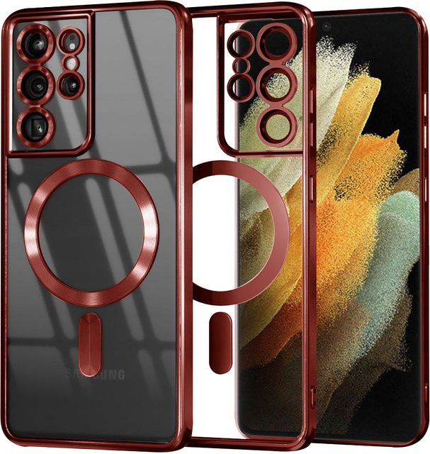 Techsuit Luxury Crystal MagSafe-Hülle für Samsung Galaxy S21 Ultra 5G G998 in Rot und Transparent - Bild 1