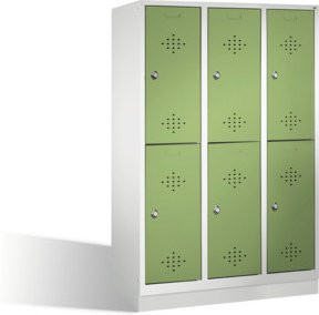 C+P Doppelstockspind Classic auf Sockel mit 6 Fächern, Front Resedagrün, Korpus Lichtgrau, H x B x T: 180 x 120 x 50 cm - Bild 1