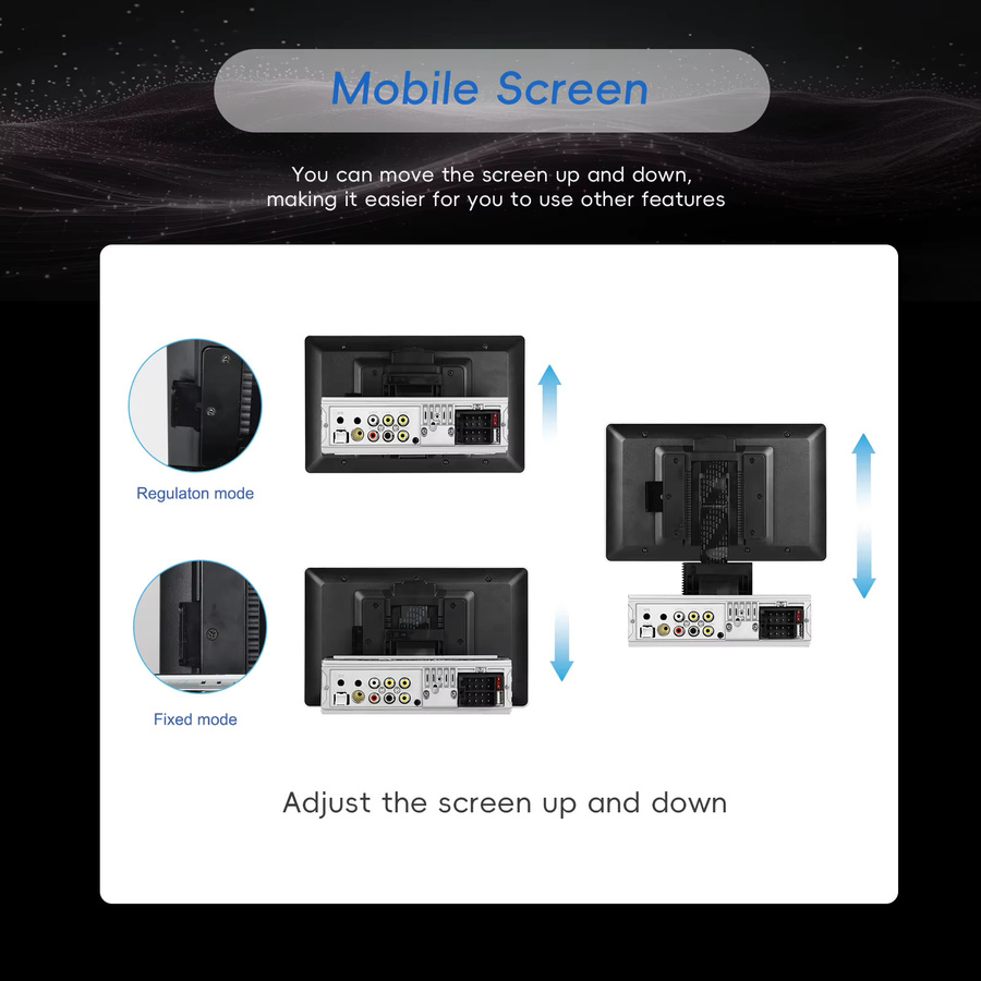 Podofo 1DIN CarPlay Autoradio mit Android Auto, Mirror Link, Bluetooth, USB und AUX-IN in Schwarz - Bild 4