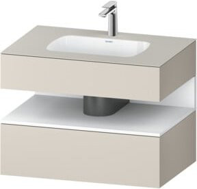 Duravit Einbauwaschtisch-Möbel-Set Qatego in Weiß und Beige mit Konsole und Nischenunterschrank B/T/H: 80 x 55 x 60 cm - Bild 1