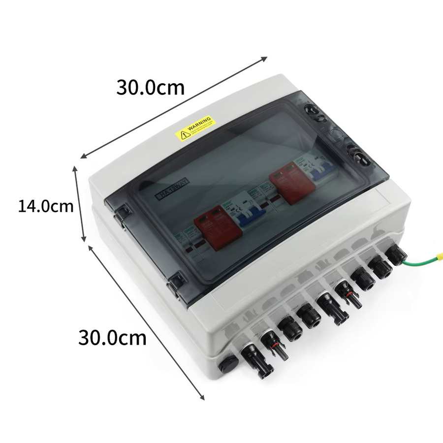 DIY GO PV Combiner Box für Solar Photovoltaik mit 2 Eingängen und 2 Ausgängen, DC 500 V, IP65 wasserdicht, inklusive Überspannungsschutz SPD und DC Sicherung MCB - Bild 5