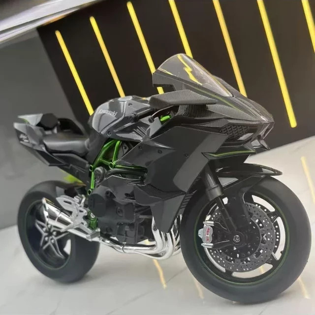 MAKEDA Kawasaki H2R Ninja Motorrad Modell, 1:9, mit Licht und Sound, Metall - Bild 1
