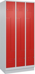 C+P Z-Spind Classic PLUS mit 6 Fächern, Sockel und Zylinderschloss, Farbe Grau/Rot, B/T/H: 90 x 50 x 195 cm - Bild 1