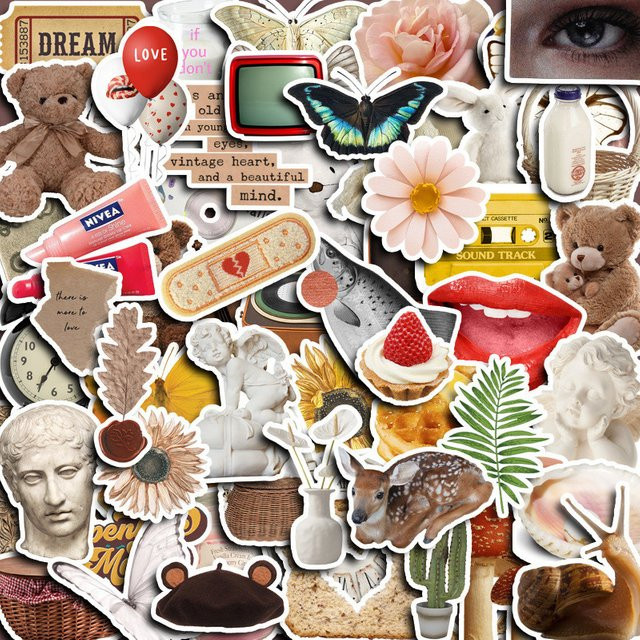 60 Stück Aufkleber Set LanLanStickersWorld im euroamerikanischen Stil mit Bär, David Statue und London Milk Tea Motiven, Mehrfarbig - Bild 1