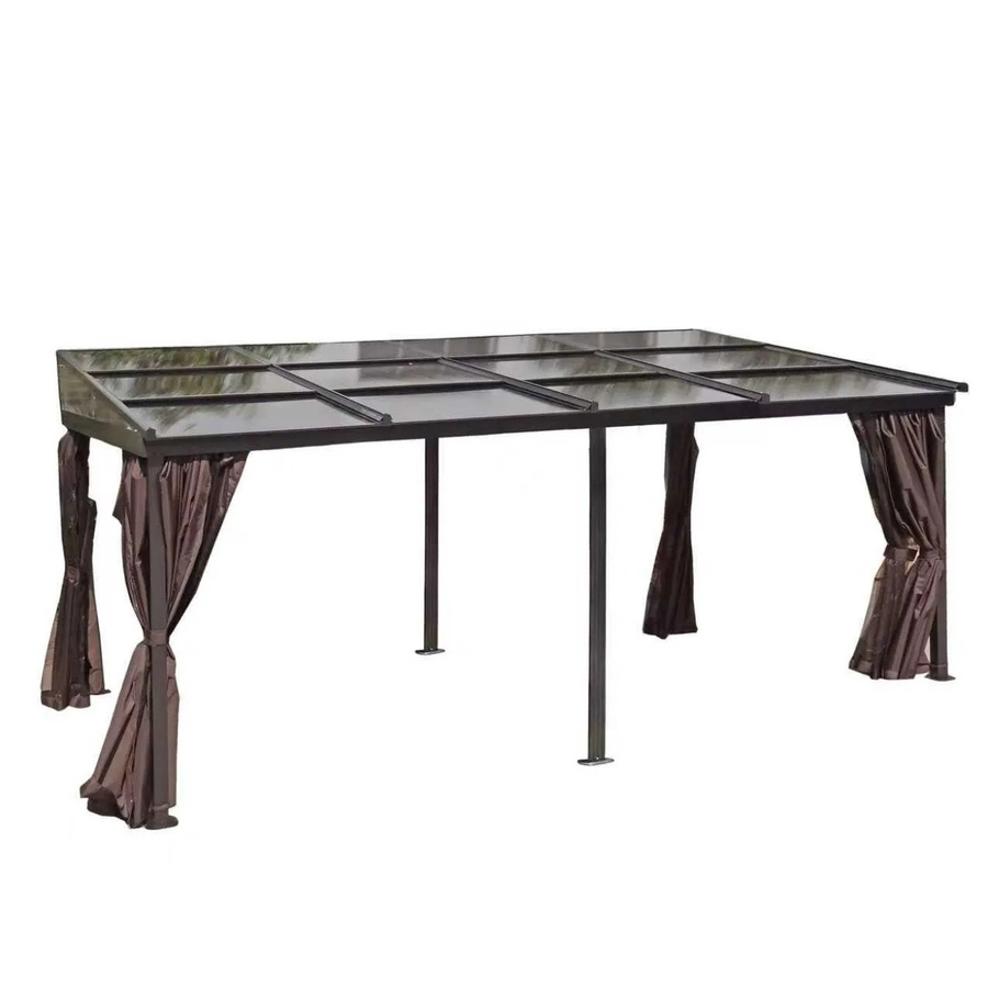 Jet-Line Gartenpavillon Ralimon in Anthrazit-Braun mit Schiebedach aus Aluminium und Polycarbonat, B: 480 cm, T: 300 cm, H: 260 cm - Bild 2